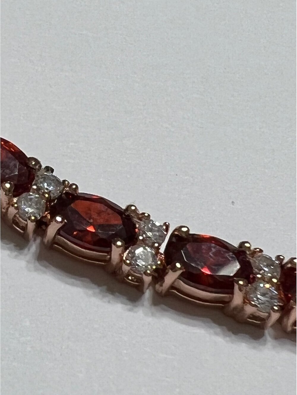 Stauer Tennis Bracelet Glamour ruby red luxury oval rose gold 925 gift box new